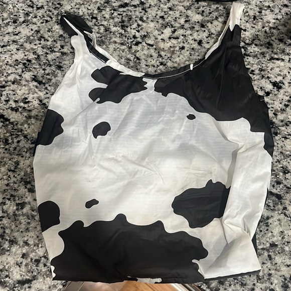 BAGGU Women's Black and White Reusable Tote Cow Print - Picture 2 of 4